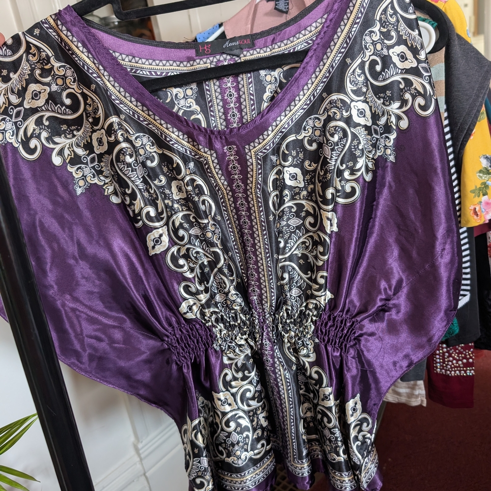 Purple and Black Women's Top